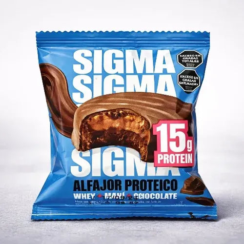 Alfajor Proteico Sigma Bañado 63g Whey + Mani + Chocolate