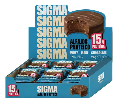 Alfajor Sigma Con Proteina Chocolate X 63g Caja X 12u
