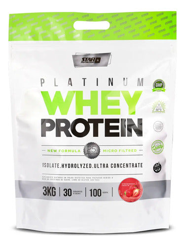 Sachet Suplemento Star Nutrition Platinum Whey Protein Sabor Frutilla De 3kg En Polvo