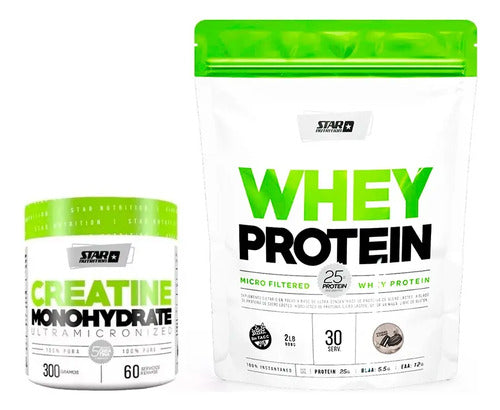 Star Nutrition Whey Protein 2lb + Creatina 300gr Monohidrato Sabor Cookies Combo Imbatible Galletas