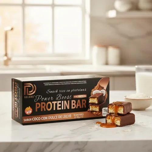 Barrita Proteica Deluxe 15gr Proteina 16 Unidades Sin Tacc Coco Con Dulce De Leche