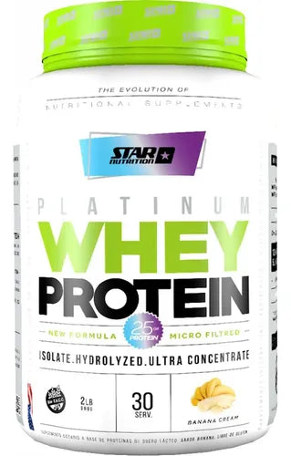 Platinum Whey Protein Star Nutrition 2 Lb Sabor Banana Cream En Pote