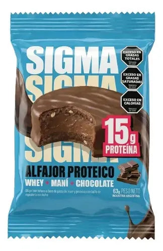 Alfajor Sigma Con Proteina Chocolate X 63g Caja X 12u
